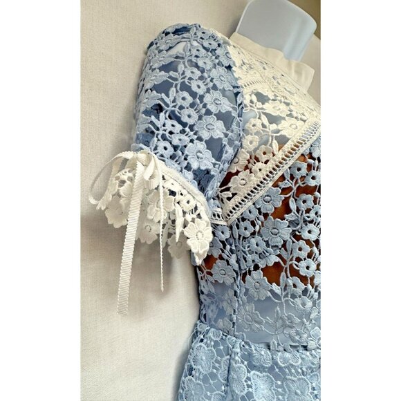 Self Portrait Blouse Top Petal Panelled Top Baby Blue Size 0 UK4 Orig Price $340 - Picture 5 of 16